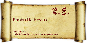 Machnik Ervin névjegykártya